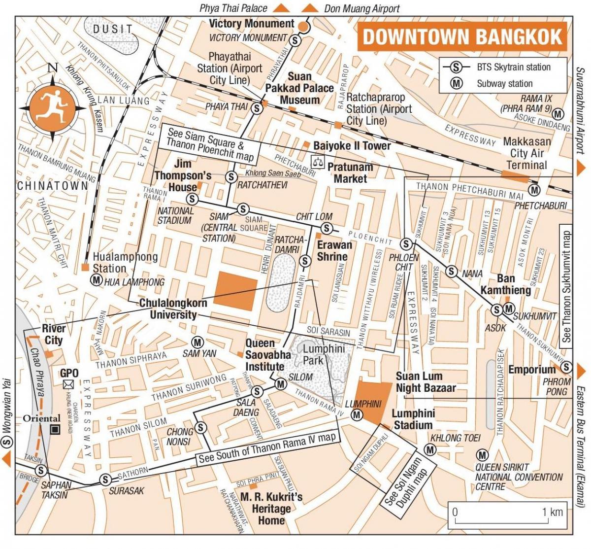 bangkok në qendër të qytetit hartë